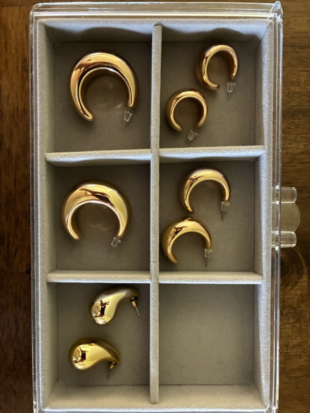 Cider Gold Crescent Hoop & Teardrop Earring Set